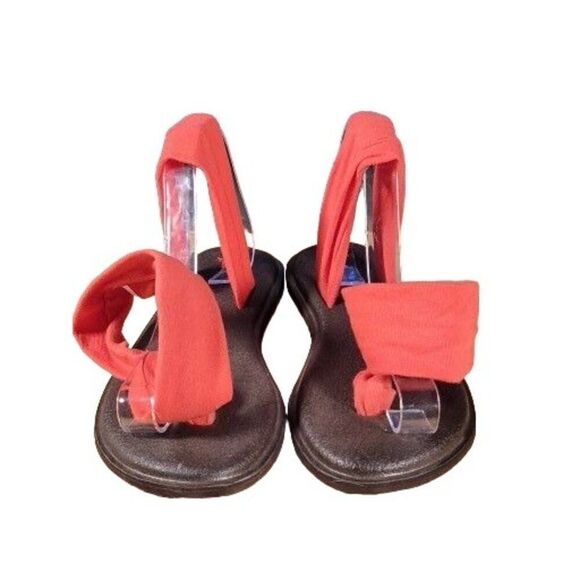 Sanuk Yoga Slingback Sandals Women Sz 8 Red Flat Boho‎ Summer - Picture 3 of 7